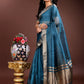 Shree Shyam Fashion Sea Green Organza Woven Zari Work Traditional Tassel Saree