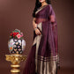 Shree Shyam Fashion Purple Organza Woven Zari Work Traditional Tassel Saree
