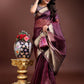 Shree Shyam Fashion Purple Organza Woven Zari Work Traditional Tassel Saree