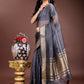 Shree Shyam Fashion Grey Organza Woven Zari Work Traditional Tassel Saree