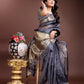 Shree Shyam Fashion Grey Organza Woven Zari Work Traditional Tassel Saree