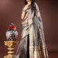 Shree Shyam Fashion Grey Organza Woven Zari Work Traditional Tassel Saree