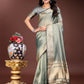 Shree Shyam Fashion Sea Green Organza Woven Zari Work Traditional Tassel Saree
