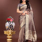 Shree Shyam Fashion Brown Organza Woven Zari Work Traditional Tassel Saree