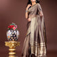 Shree Shyam Fashion Brown Organza Woven Zari Work Traditional Tassel Saree