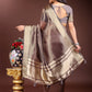 Shree Shyam Fashion Brown Organza Woven Zari Work Traditional Tassel Saree
