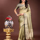 Shree Shyam Fashion Mehndi Green Organza Woven Zari Work Traditional Tassel Saree