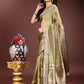 Shree Shyam Fashion Mehndi Green Organza Woven Zari Work Traditional Tassel Saree