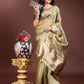 Shree Shyam Fashion Mehndi Green Organza Woven Zari Work Traditional Tassel Saree