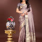 Shree Shyam Fashion Purple Organza Woven Zari Work Traditional Tassel Saree