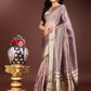 Shree Shyam Fashion Purple Organza Woven Zari Work Traditional Tassel Saree