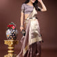 Shree Shyam Fashion Purple Organza Woven Zari Work Traditional Tassel Saree