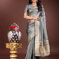 Shree Shyam Fashion Silver Organza Woven Zari Work Traditional Tassel Saree