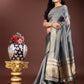 Shree Shyam Fashion Silver Organza Woven Zari Work Traditional Tassel Saree