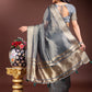 Shree Shyam Fashion Silver Organza Woven Zari Work Traditional Tassel Saree