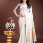 Shree Shyam Fashion Elegant Grey Woven Linen Saree with Contrast Zari Border & Tassels - Soft & Breathable Party Wear