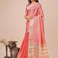 Shree Shyam Fashion Orange Organza Woven Zari Work Traditional Tassel Saree