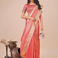 Shree Shyam Fashion Orange Organza Woven Zari Work Traditional Tassel Saree