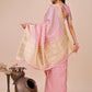 Shree Shyam Fashion Peach Organza Woven Zari Work Traditional Tassel Saree