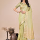 Shree Shyam Fashion Light Green Organza Woven Zari Work Traditional Tassel Saree