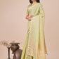 Shree Shyam Fashion Light Green Organza Woven Zari Work Traditional Tassel Saree