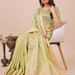 Shree Shyam Fashion Light Green Organza Woven Zari Work Traditional Tassel Saree