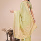 Shree Shyam Fashion Light Green Organza Woven Zari Work Traditional Tassel Saree