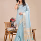 Shree Shyam Fashion Sky Blue Organza Woven Zari Work Traditional Tassel Saree