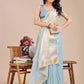 Shree Shyam Fashion Sky Blue Organza Woven Zari Work Traditional Tassel Saree