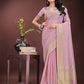 Shree Shyam Fashion Elegant Purple Organza Saree with Golden Zari Border - Festive & Office Wear Saree with Blouse Piece