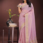 Shree Shyam Fashion Elegant Purple Organza Saree with Golden Zari Border - Festive & Office Wear Saree with Blouse Piece