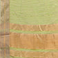 Shree Shyam Fashion Elegant Light Green Organza Saree with Golden Zari Border - Festive & Office Wear Saree with Blouse Piece