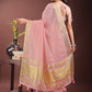 Shree Shyam Fashion Elegant Light Pink Organza Saree with Golden Zari Border - Festive & Office Wear Saree with Blouse Piece