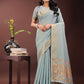 Shree Shyam Fashion Elegant Sky Blue Organza Saree with Golden Zari Border - Festive & Office Wear Saree with Blouse Piece