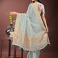 Shree Shyam Fashion Elegant Sky Blue Organza Saree with Golden Zari Border - Festive & Office Wear Saree with Blouse Piece
