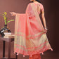 Shree Shyam Fashion Elegant Peach Organza Saree with Golden Zari Border - Festive & Office Wear Saree with Blouse Piece