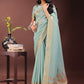 Shree Shyam Fashion Elegant Olive Green Organza Saree with Golden Zari Border - Festive & Office Wear Saree with Blouse Piece