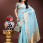 Shree Shyam Fashion Sky Blue Gold Cotton Ready-to-Wear Saree - Simplicity Meets Effortless Grace