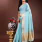 Shree Shyam Fashion Sky Blue Gold Cotton Ready-to-Wear Saree - Simplicity Meets Effortless Grace