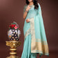 Shree Shyam Fashion Sea Green Gold Cotton Ready-to-Wear Saree - Simplicity Meets Effortless Grace