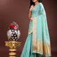 Shree Shyam Fashion Sea Green Gold Cotton Ready-to-Wear Saree - Simplicity Meets Effortless Grace