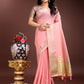 Shree Shyam Fashion Pink Gold Cotton Ready-to-Wear Saree - Simplicity Meets Effortless Grace