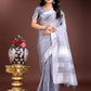 Shree Shyam Fashion Grey Organza Woven Zari Work Traditional Tassel Saree
