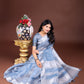 Shree Shyam Fashion Sky Blue Organza Woven Zari Work Traditional Tassel Saree
