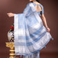 Shree Shyam Fashion Sky Blue Organza Woven Zari Work Traditional Tassel Saree