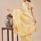 Shree Shyam Fashion Yellow Organza Woven Zari Work Traditional Tassel Saree