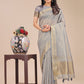 Shree Shyam Fashion Grey Organza Woven Zari Work Traditional Tassel Saree