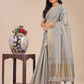 Shree Shyam Fashion Grey Organza Woven Zari Work Traditional Tassel Saree