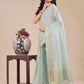 Shree Shyam Fashion Sea Green Organza Woven Zari Work Traditional Tassel Saree