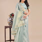 Shree Shyam Fashion Sea Green Organza Woven Zari Work Traditional Tassel Saree
